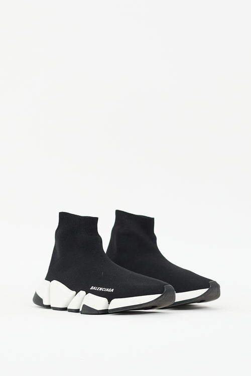 Balenciaga Black 
White Speed Knit Sneaker