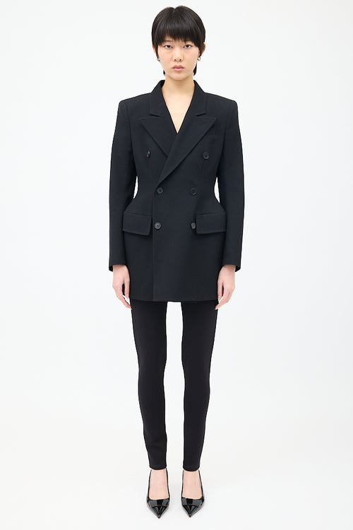 Balenciaga Black Wool Hourglass Double Breasted Blazer