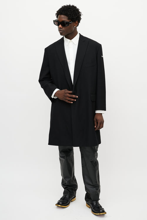 Balenciaga Black Wool Logo Coat