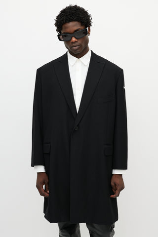 Balenciaga Black Wool Logo Coat