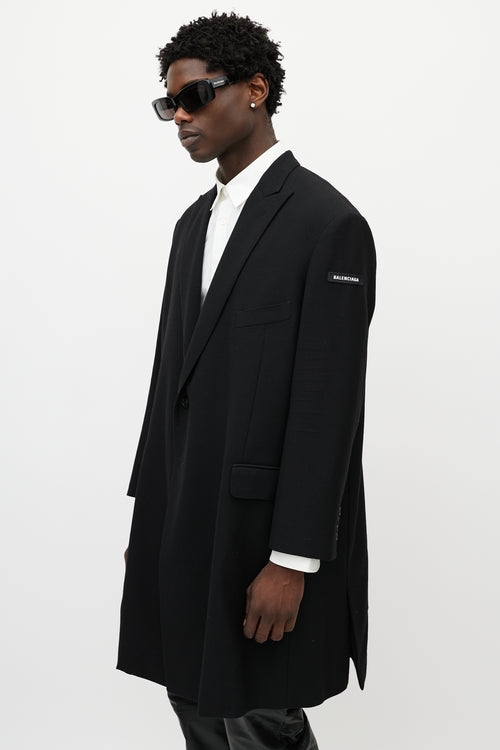 Balenciaga Black Wool Logo Coat