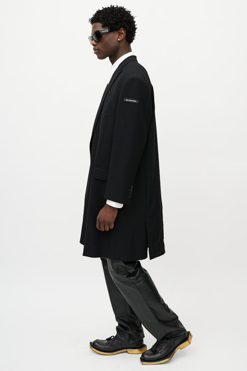 Balenciaga Black Wool Logo Coat