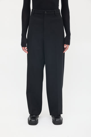 Balenciaga Black Wool Tapered Long Trouser