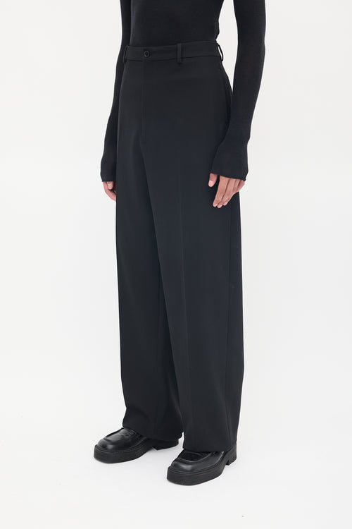 Balenciaga Black Wool Tapered Long Trouser