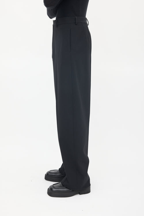 Balenciaga Black Wool Tapered Long Trouser