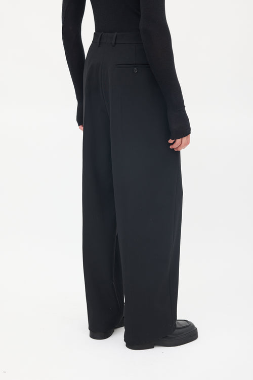 Balenciaga Black Wool Tapered Long Trouser