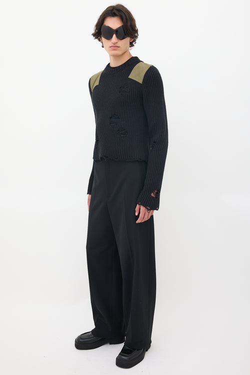 Balenciaga Black Wool Tapered Long Trouser