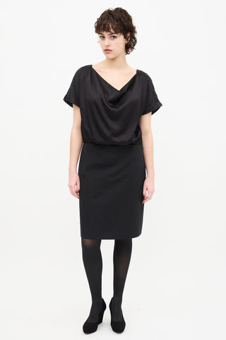 Balenciaga 2011 Black Cowl Front Surplice Back Dress