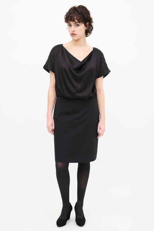 Balenciaga 2011 Black Cowl Front Surplice Back Dress