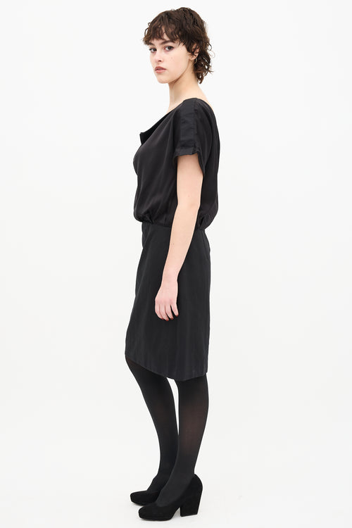 Balenciaga 2011 Black Cowl Front Surplice Back Dress