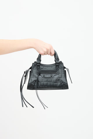 Balenciaga Black Embossed Leather Mini Neo Bag