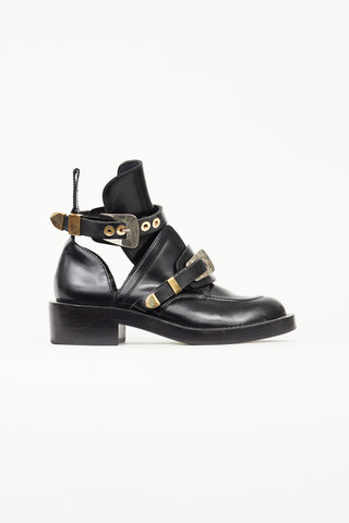 Balenciaga Black Leather Ceinture Cut Out Boot