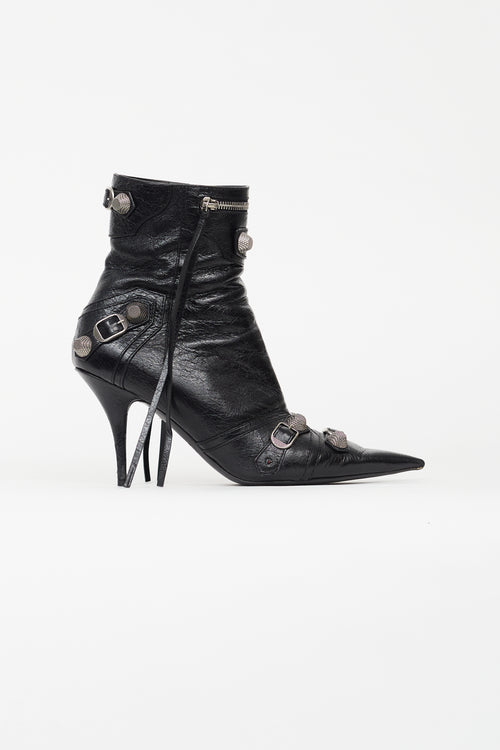 Balenciaga Black Leather Le Cagole Ankle Boot