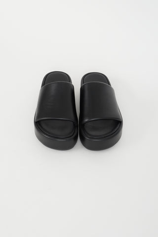 Balenciaga Black Leather Rise Platform Slide