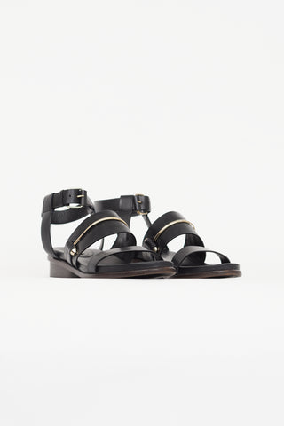 Balenciaga Black Metal Bar Gladiator Sandal