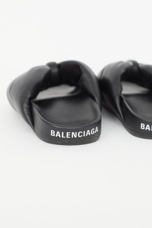 Balenciaga Black Puffy Knotted Slide