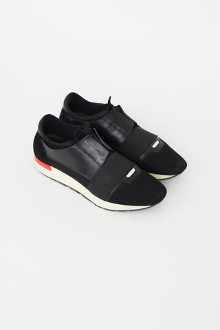 Balenciaga Black Textile 
Leather Sneaker