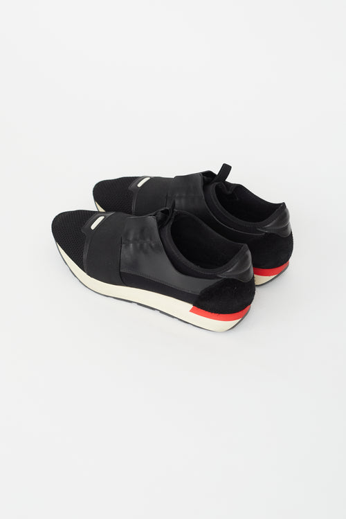 Balenciaga Black Textile 
Leather Sneaker