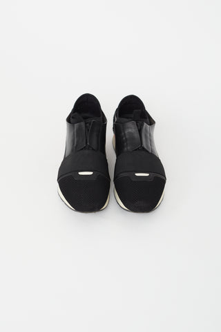 Balenciaga Black Textile 
Leather Sneaker