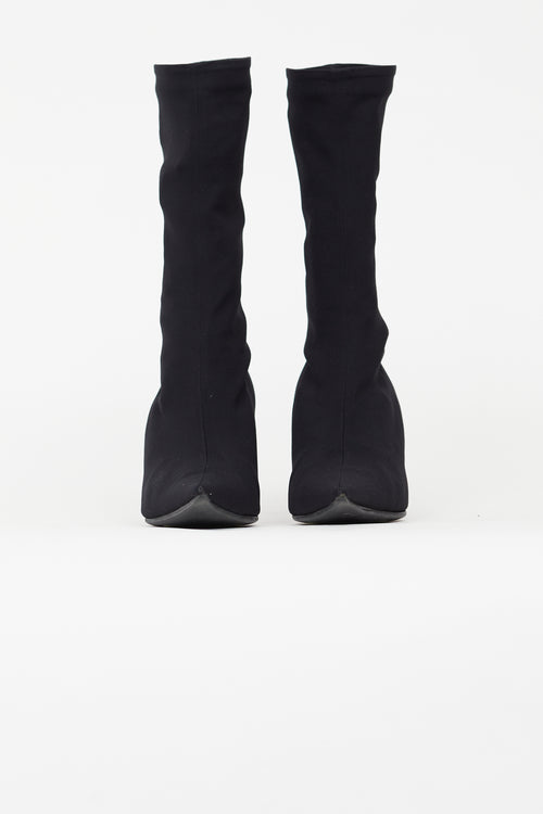 Balenciaga Black Satin Knife Boot