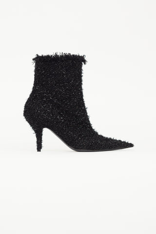 Balenciaga Black Sparkle Tweed Knife Boot