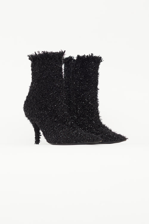 Balenciaga Black Sparkle Tweed Knife Boot