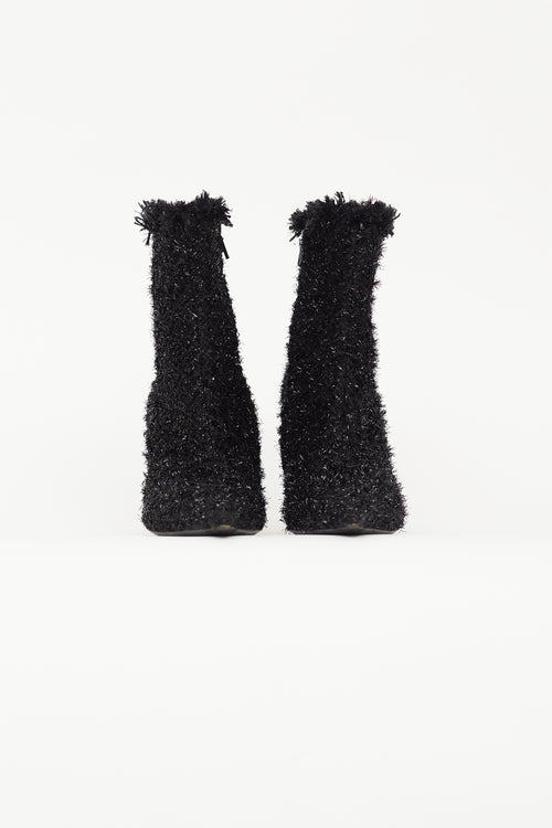 Balenciaga Black Sparkle Tweed Knife Boot