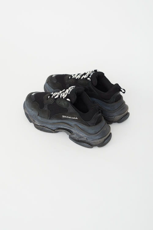 Balenciaga Black Leather 
Mesh Triple S Sneaker