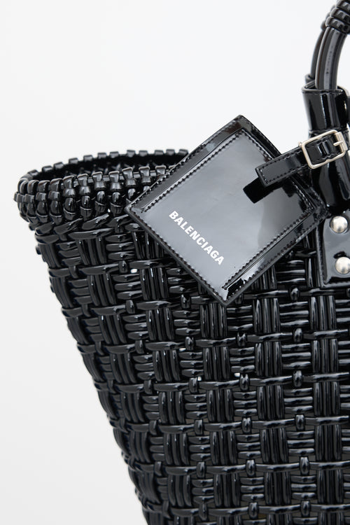 Balenciaga Black Varnished Large Bistro Basket Tote