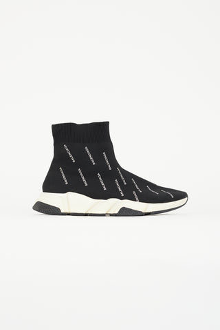 Balenciaga Black 
White Monogram Speed Knit Sneaker