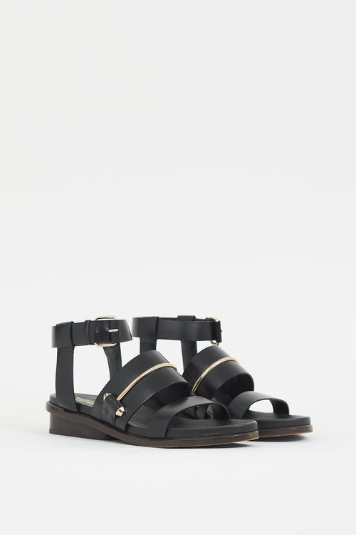 Balenciaga Black Metal Bar Gladiator Sandal