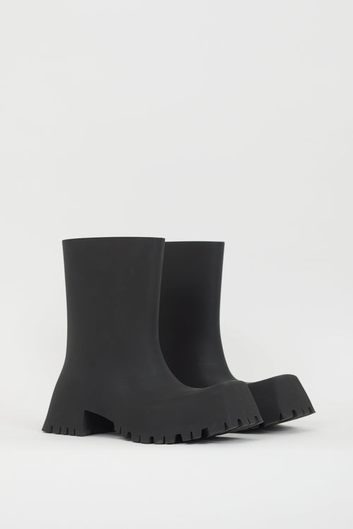 Balenciaga Black Rubber Trooper Boot