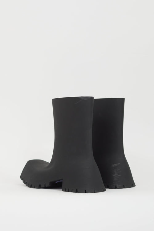 Balenciaga Black Rubber Trooper Boot