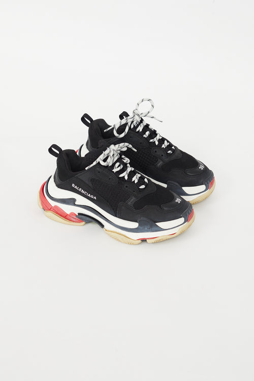 Balenciaga Black 
Red Triple S Sneaker