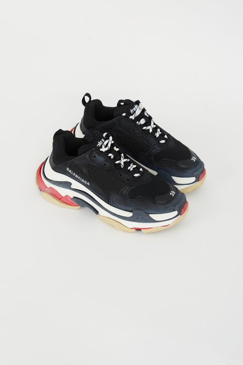 Balenciaga Black 
White Triple S Sneaker