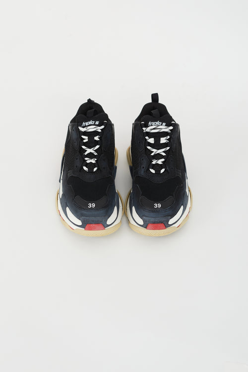 Balenciaga Black 
White Triple S Sneaker