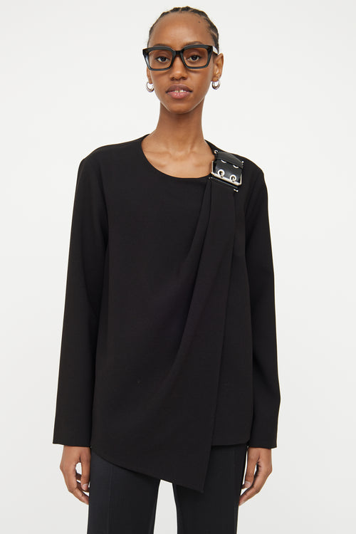 Balenciaga Black Belted Wrap Top