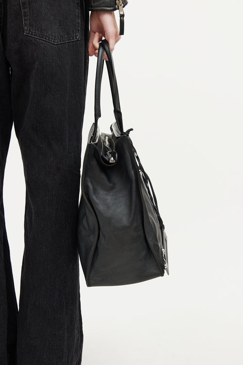 Balenciaga Black Leather A4 Papier Tote Bag