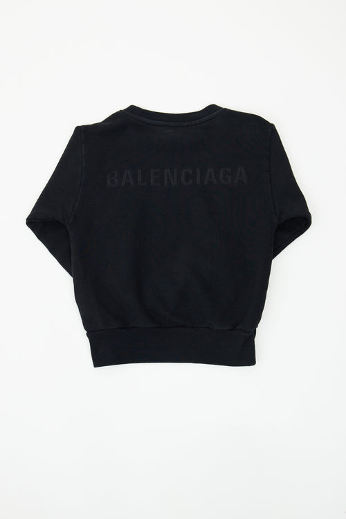 Balenciaga Black Embroidered Logo Sweater