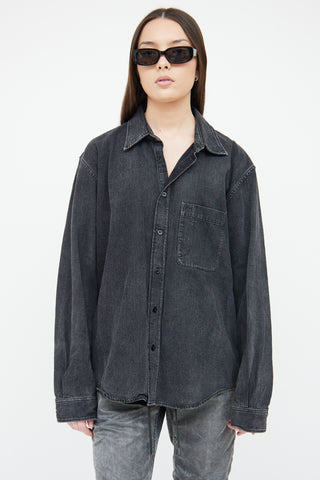 Balenciaga Grey Denim Logo Shirt