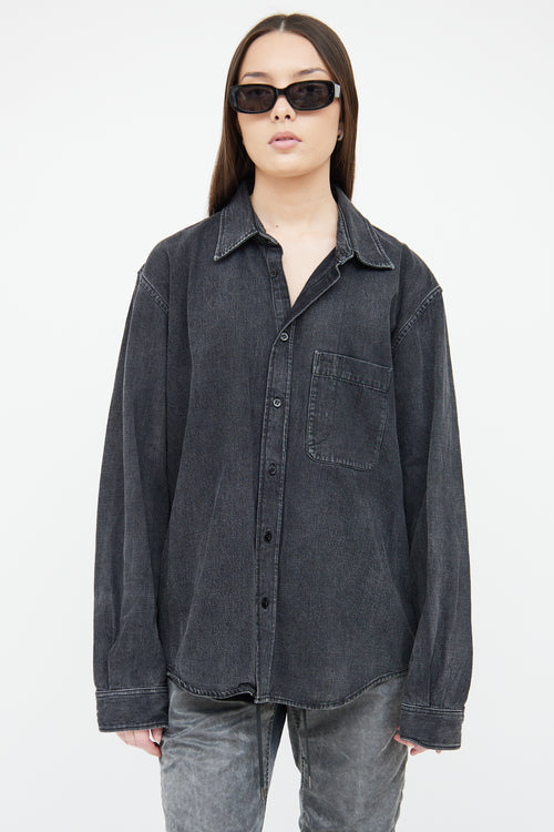 Balenciaga Grey Denim Logo Shirt