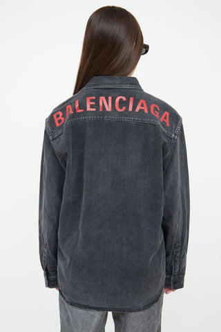 Balenciaga Grey Denim Logo Shirt