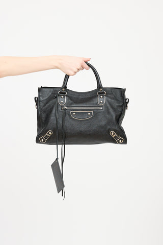 Balenciaga Black Metallic Edge City Bag