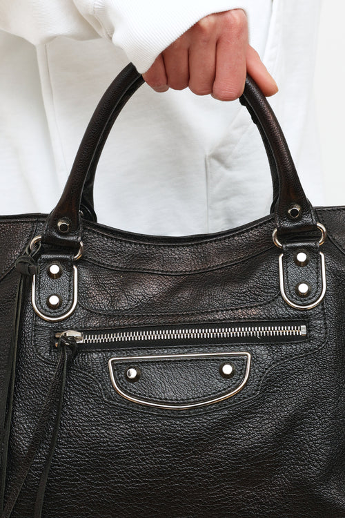 Balenciaga Black Metallic Edge City Bag