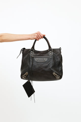 Balenciaga Black Metallic Edge City Bag