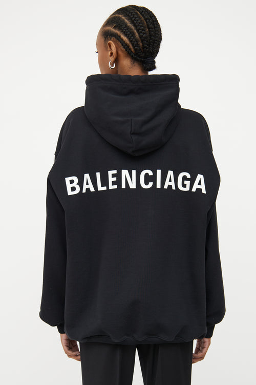 Balenciaga Black Logo Long Sleeve Hoodie