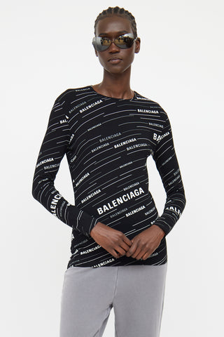 Balenciaga Black 
White Logo Top