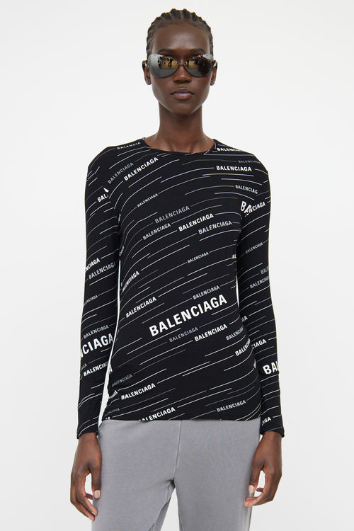 Balenciaga Black 
White Logo Top