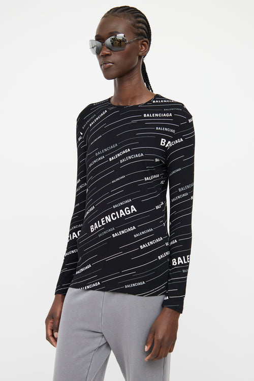 Balenciaga Black 
White Logo Top