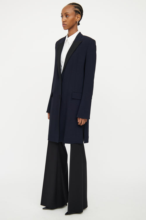 Balenciaga Navy Black Button Up Coat